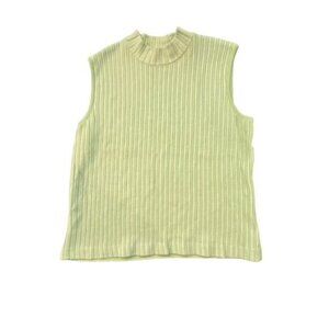 St.‎ John Top Knit Mock Neck Sleeveless Two Tone Green SMALL Vintage Neck Warmer